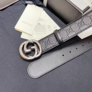 Gucci GG Marmont Embossed Monogram Black Leather Belt
