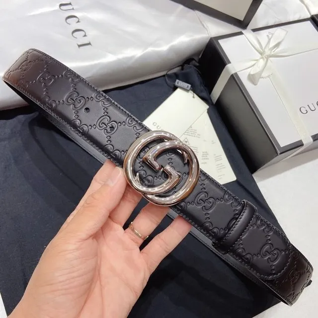 Gucci GG Marmont Embossed Monogram Black Leather Belt 3