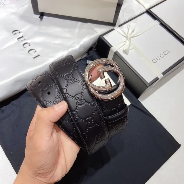 Gucci GG Marmont Embossed Monogram Black Leather Belt 5