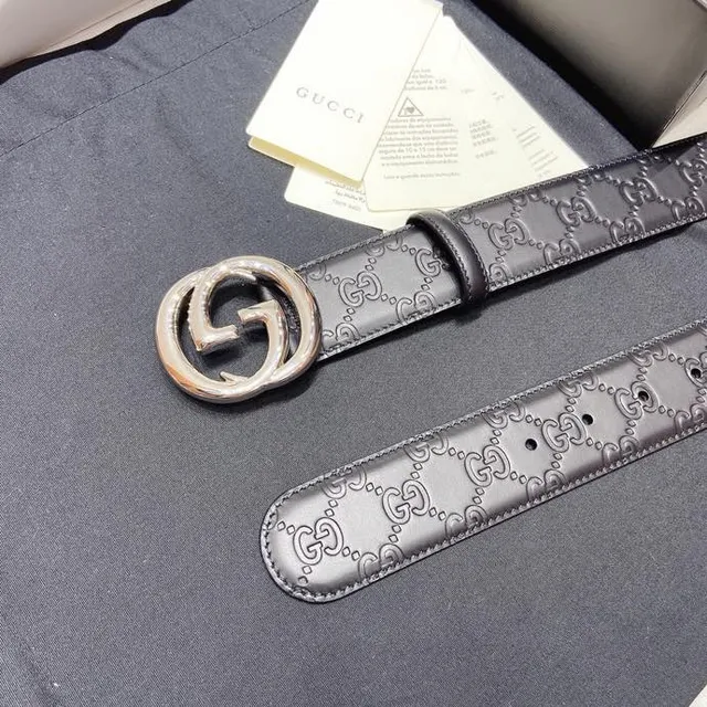Gucci GG Marmont Embossed Monogram Black Leather Belt 9