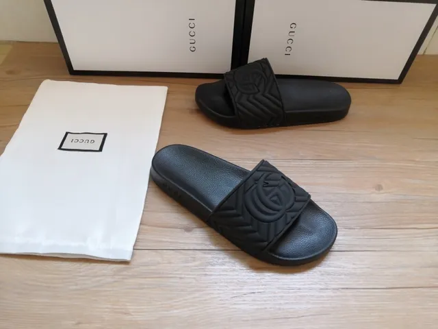 Gucci GG Marmont Embossed Quilted Strap Black Slippers 5