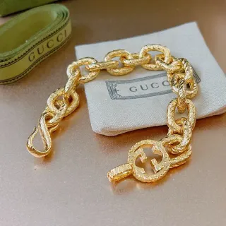 Gucci GG Marmont Gold Twisted Rope-Link Chain Interlocking G Logo Clasp Bracelet