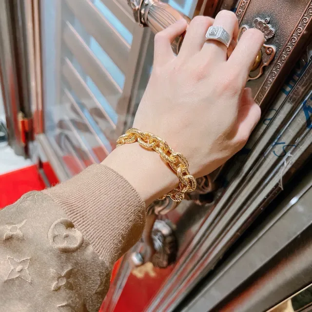 Gucci GG Marmont Gold Twisted Rope-Link Chain Interlocking G Logo Clasp Bracelet 7