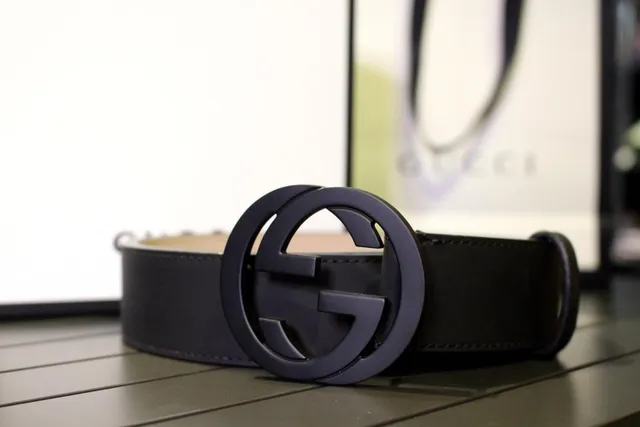 Gucci GG Marmont Gray Beige Interlocking G Buckle Matte-Finish Metal Hardware Leather Belt 8