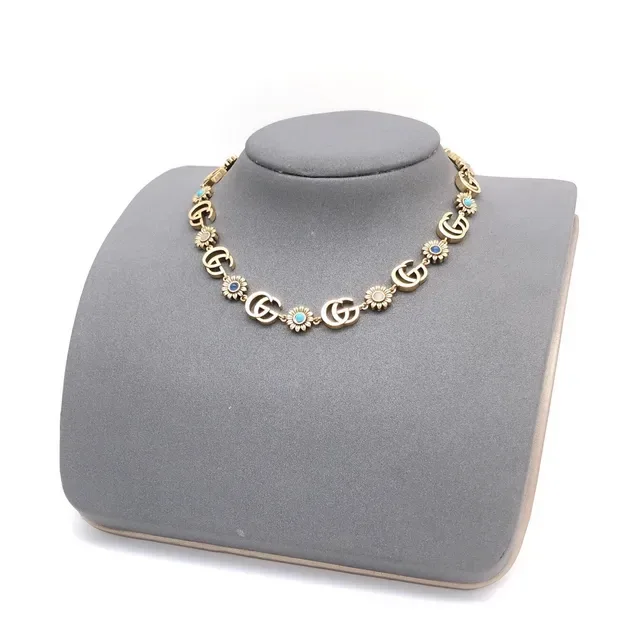 Collier Gucci GG Marmont Inspiré Doré Floral et Double G 4
