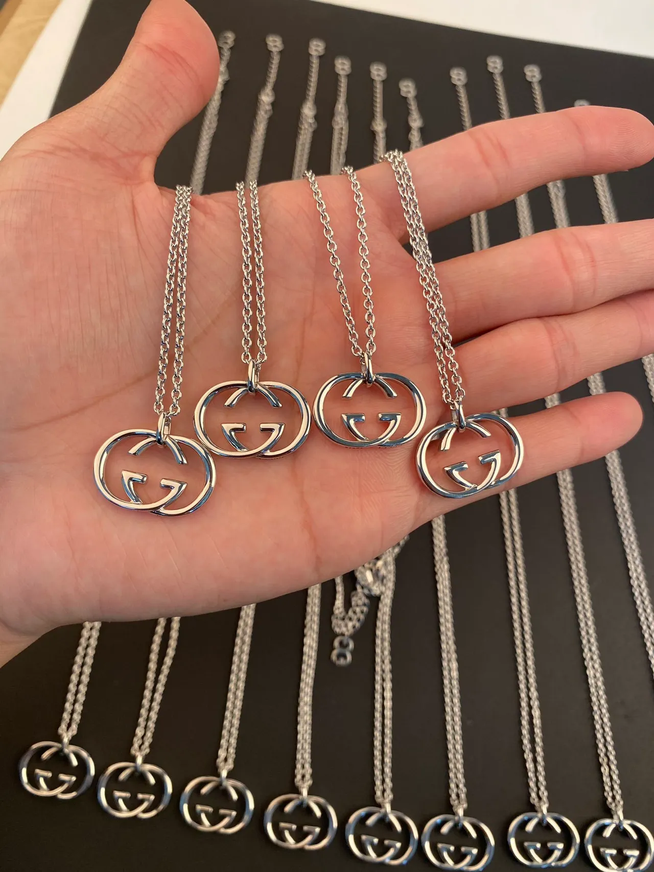 Gucci GG Marmont Interlocking Double G Silver-Tone Necklace 6