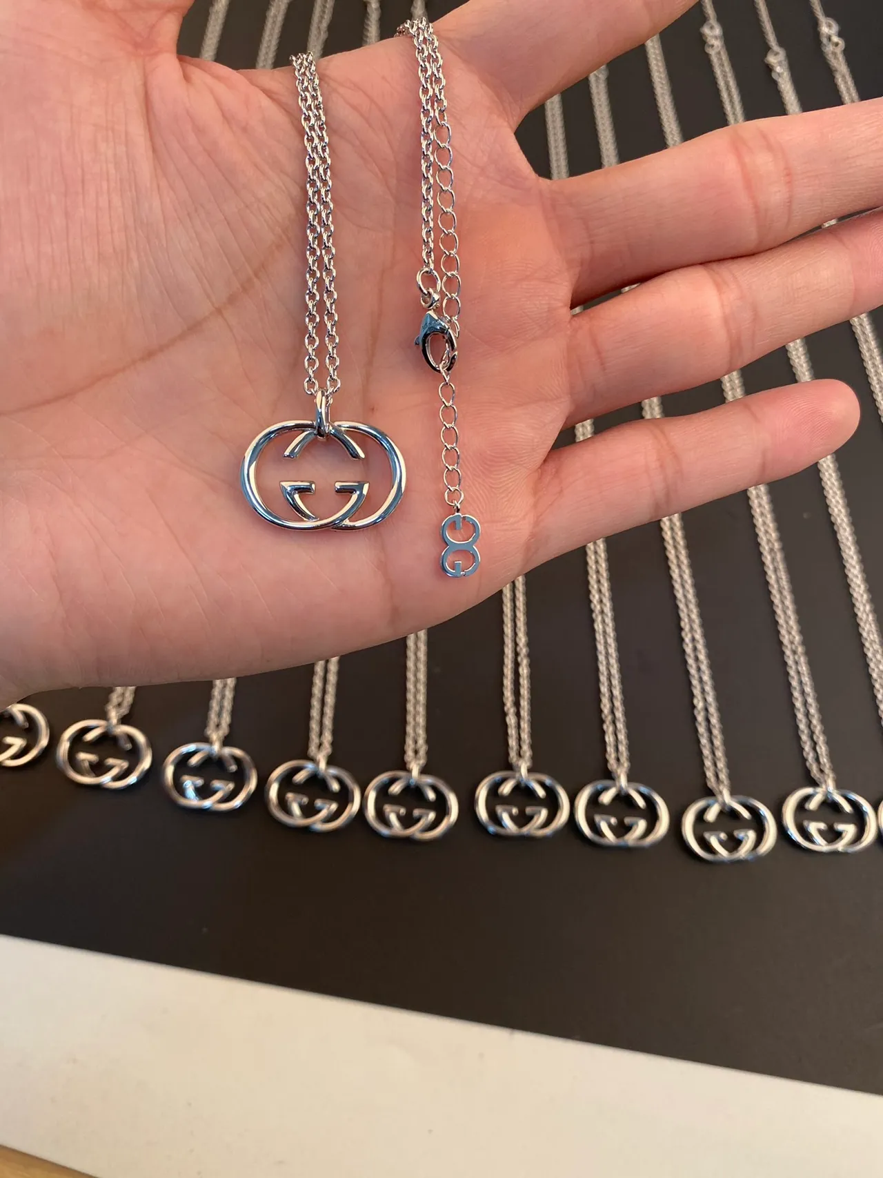 Gucci GG Marmont Interlocking Double G Silver-Tone Necklace 8