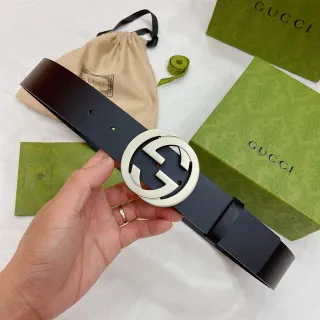 Gucci GG Marmont Interlocking G Black Leather Belt