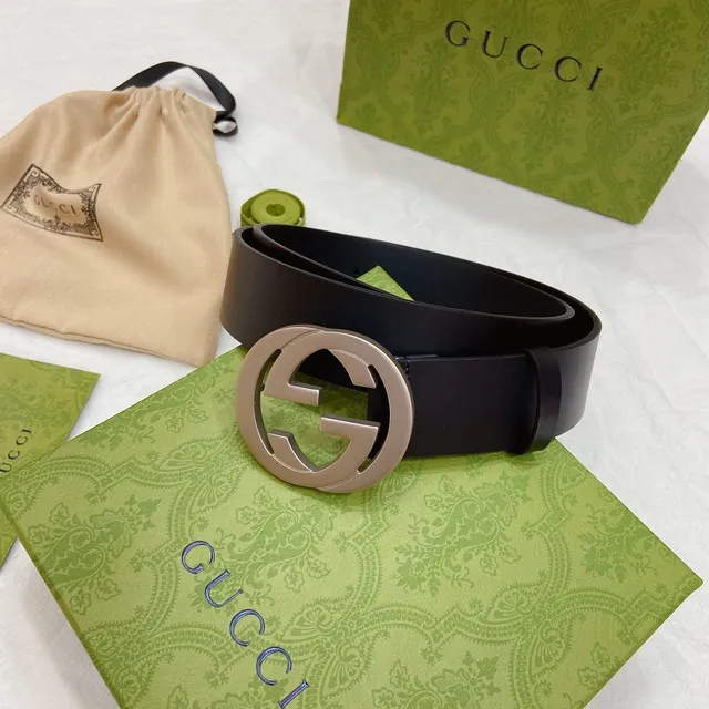 Gucci GG Marmont Interlocking G Black Leather Belt 2