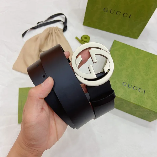 Gucci GG Marmont Interlocking G Black Leather Belt 4