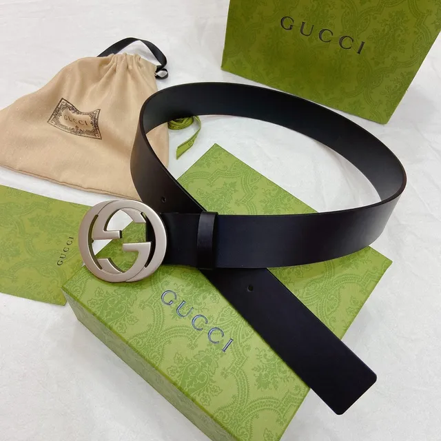 Gucci GG Marmont Interlocking G Black Leather Belt 5