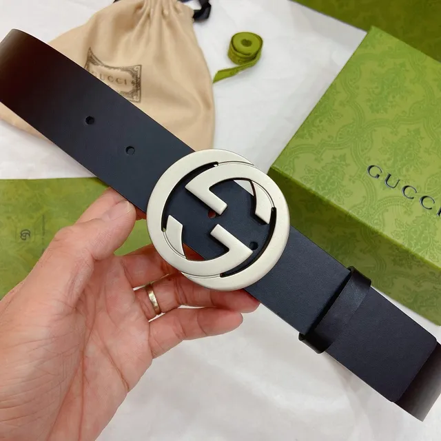 Gucci GG Marmont Interlocking G Black Leather Belt 6