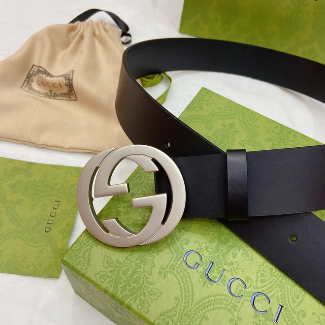 Gucci GG Marmont Interlocking G Black Leather Belt 7