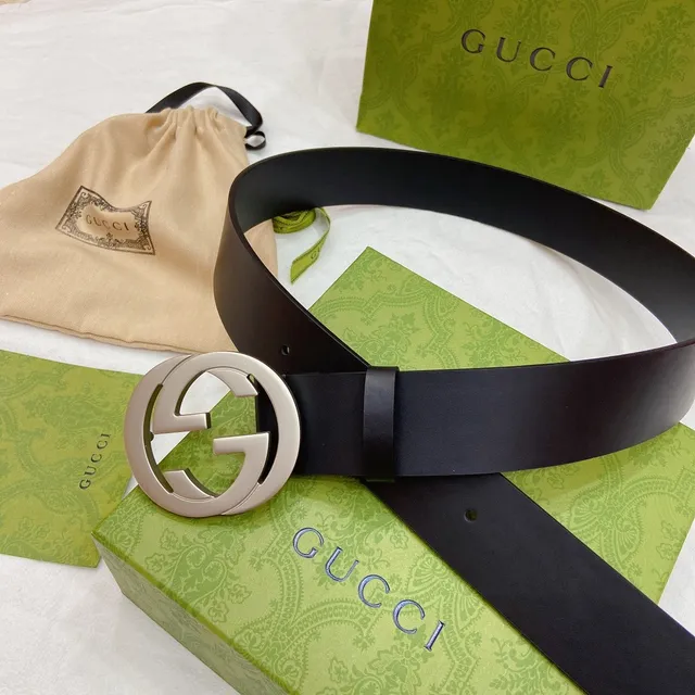 Gucci GG Marmont Interlocking G Black Leather Belt 8