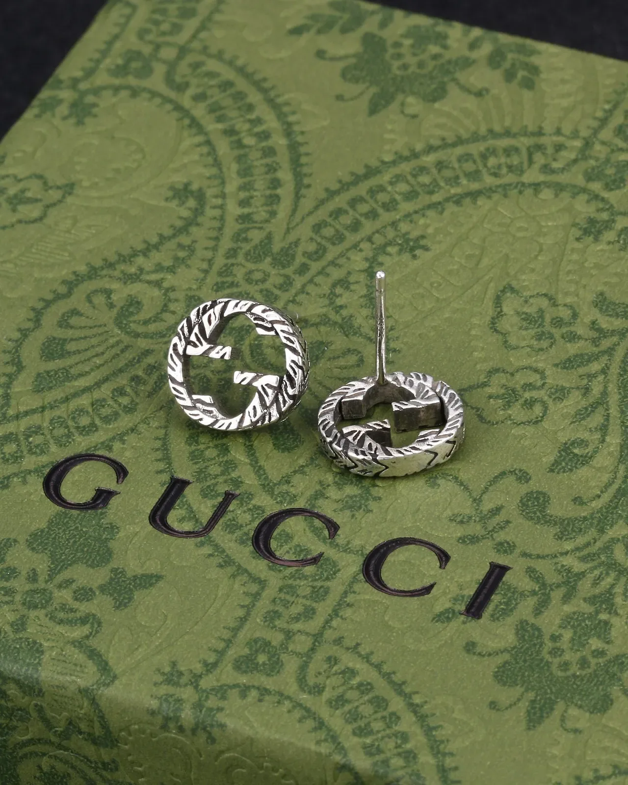 Gucci GG Marmont Interlocking G Engraved Circular Stud Earrings 2