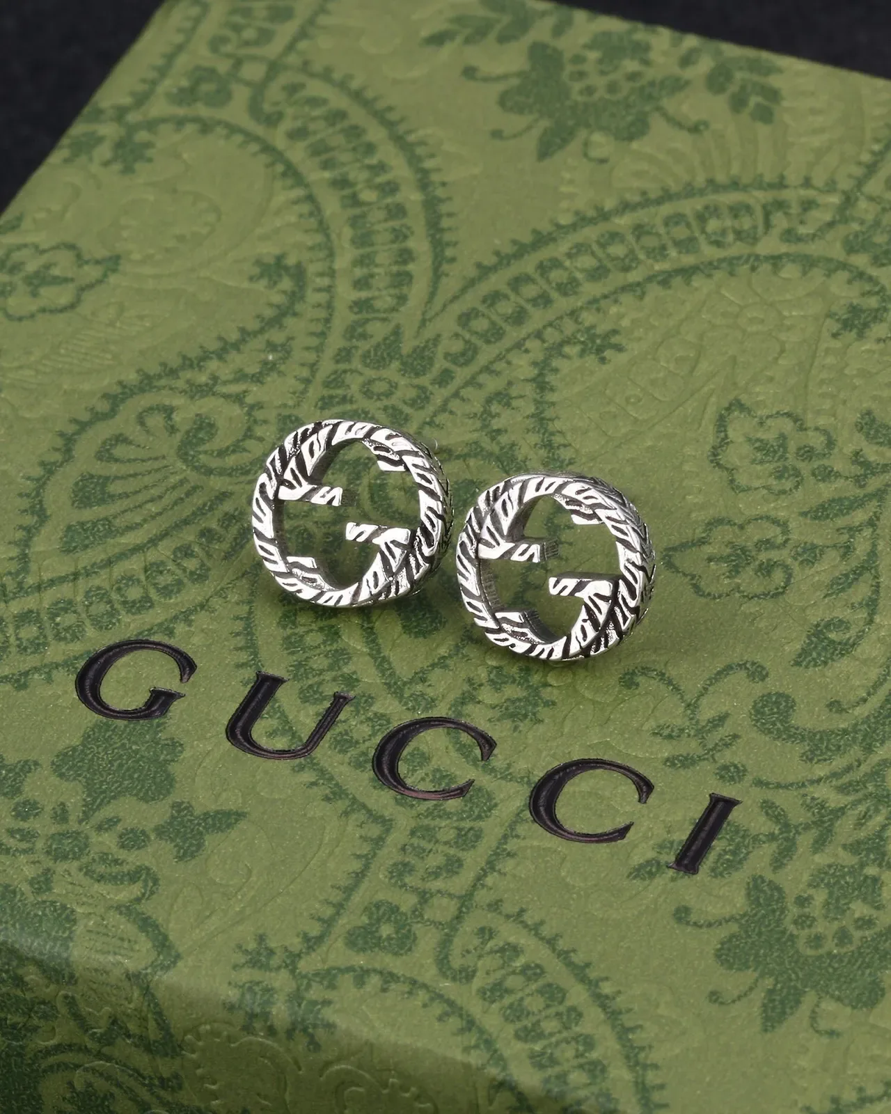 Gucci GG Marmont Interlocking G Engraved Circular Stud Earrings 3