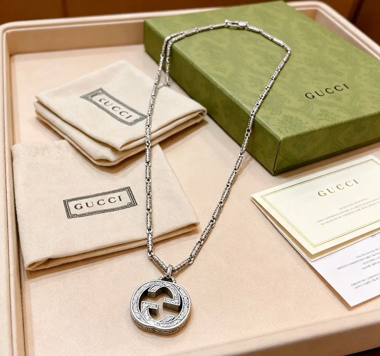 Gucci GG Marmont Interlocking G Pendant Silver-Tone Necklace 6
