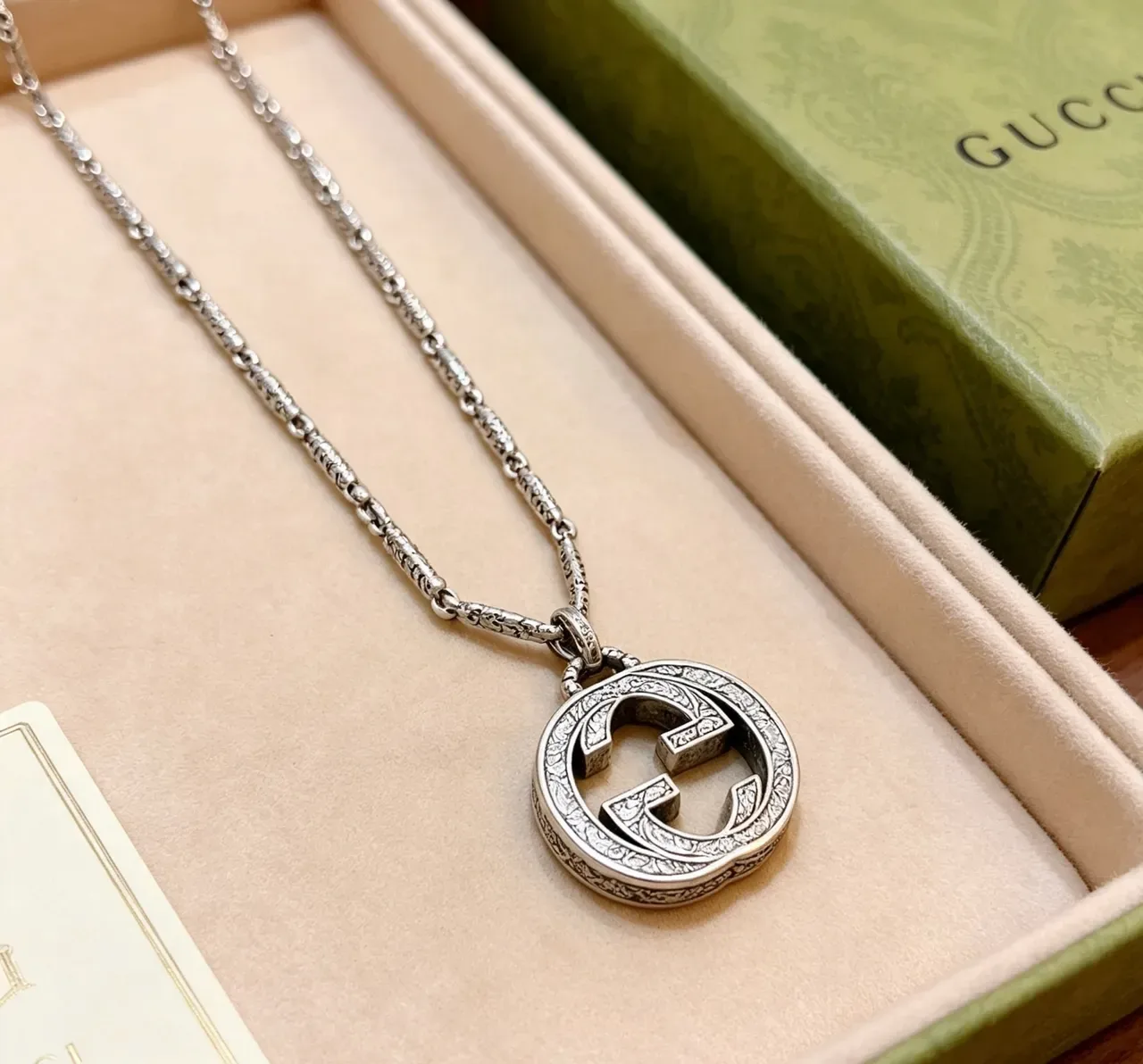 Gucci GG Marmont Interlocking G Pendant Silver-Tone Necklace 7