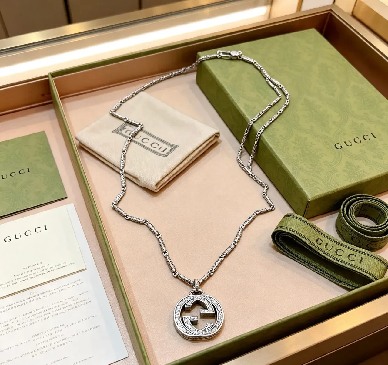 Gucci GG Marmont Interlocking G Pendant Silver-Tone Necklace 9