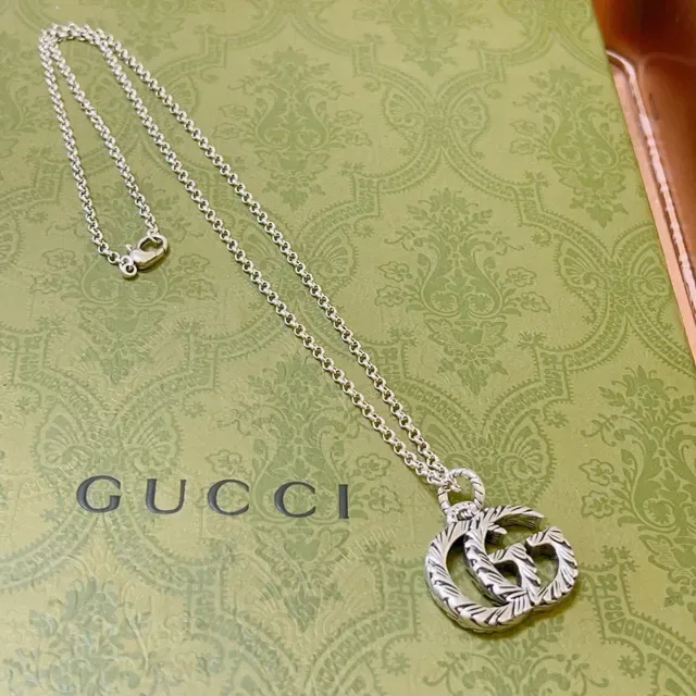 Gucci GG Marmont Interlocking G Rope-Textured Silver Necklace 7