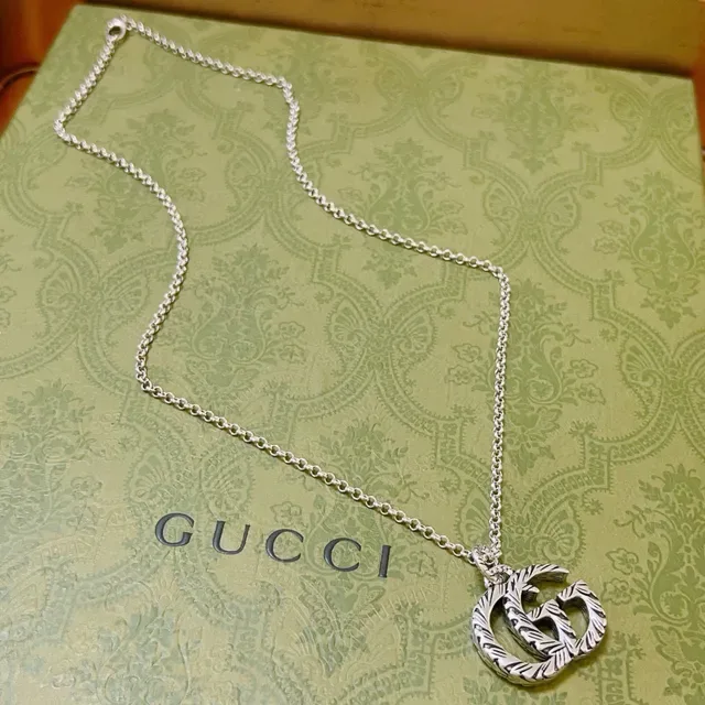 Gucci GG Marmont Interlocking G Rope-Textured Silver Necklace 8