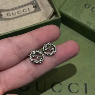Gucci GG Marmont Laurel Wreath Double G Stud Earrings