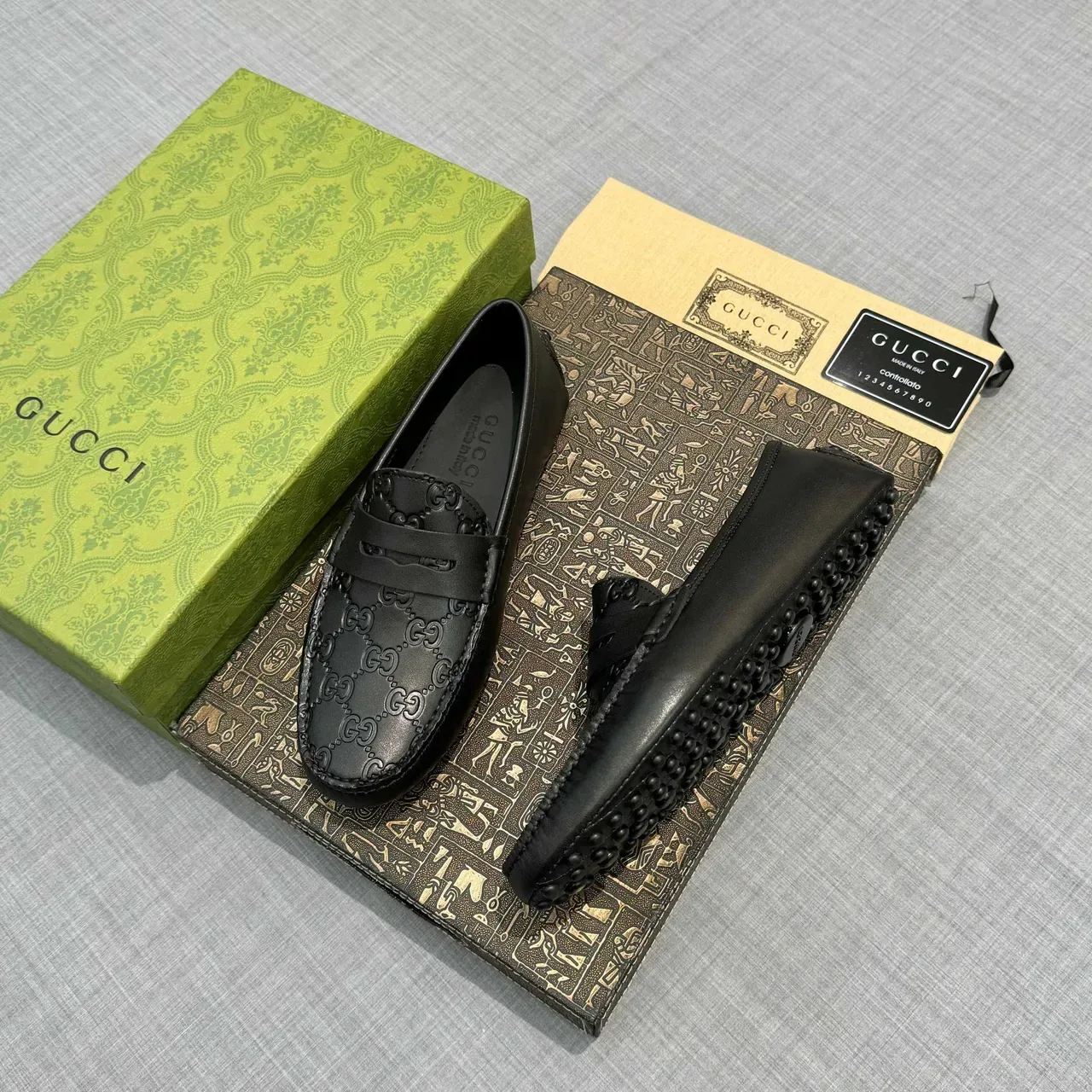 Gucci GG Marmont Loafer Black Embossed Leather Loafers 2