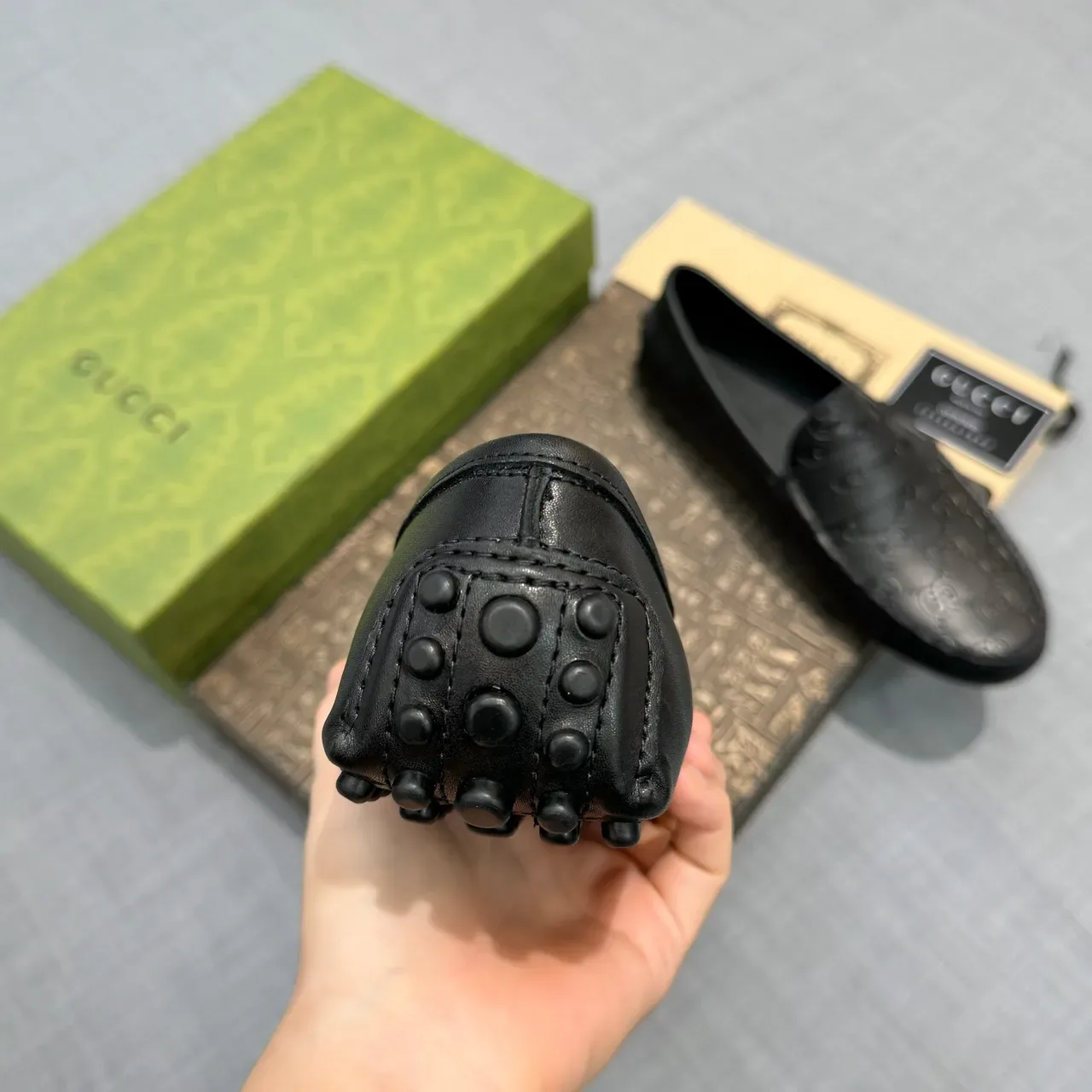 Gucci GG Marmont Loafer Black Embossed Leather Loafers 3