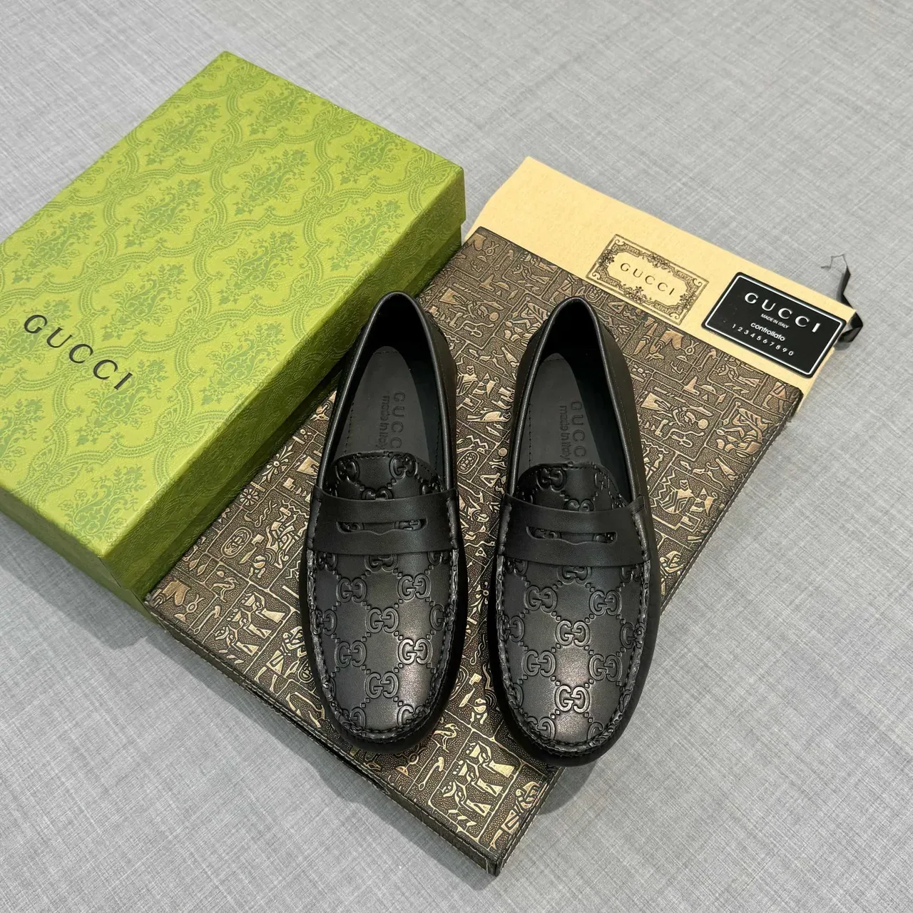 Gucci GG Marmont Loafer Black Embossed Leather Loafers 6