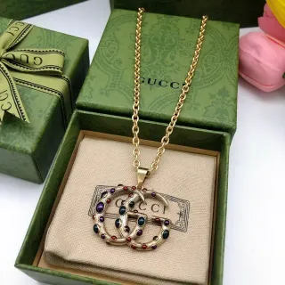 Gucci GG Marmont Multistone Interlocking G Pendant Necklace