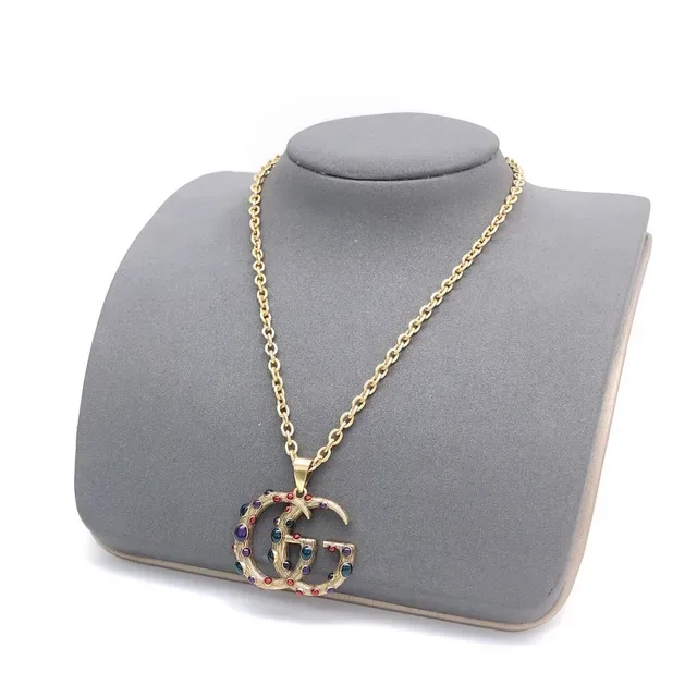 Gucci GG Marmont Multistone Interlocking G Pendant Necklace 5