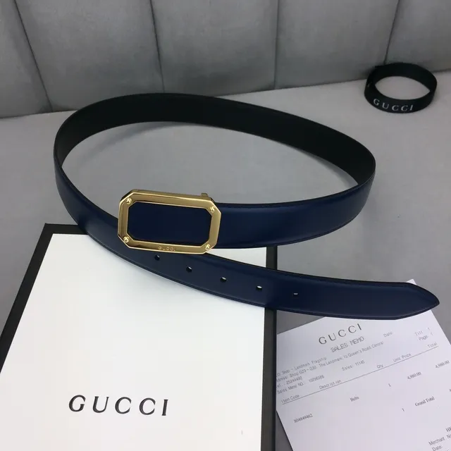 Gucci GG Marmont Cinto de Couro Azul Marinho 2