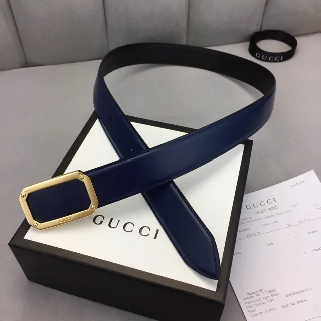 Gucci GG Marmont Cinto de Couro Azul Marinho 6
