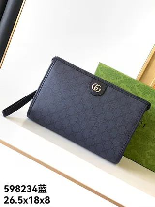 Gucci GG Marmont Navy Gold Monogram Jacquard Wristlet 2