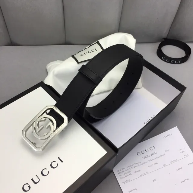 Gucci GG Marmont Octagonal Buckle Black Leather Belt 4