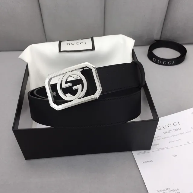 Gucci GG Marmont Octagonal Buckle Black Leather Belt 5
