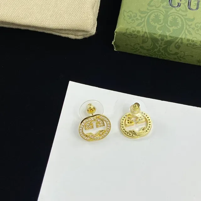 Gucci GG Marmont Pavé Crystal Interlocking G Stud Earrings 2