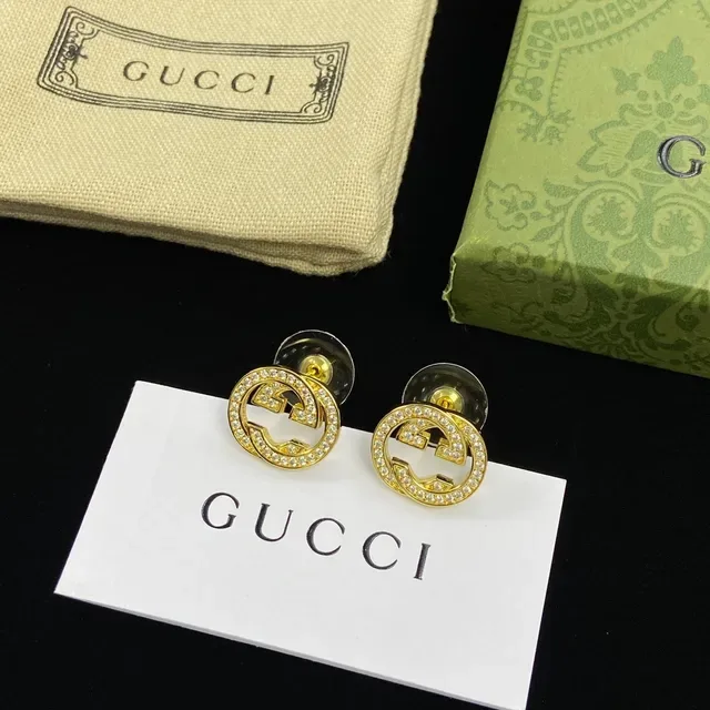 Gucci GG Marmont Pavé Crystal Interlocking G Stud Earrings 3