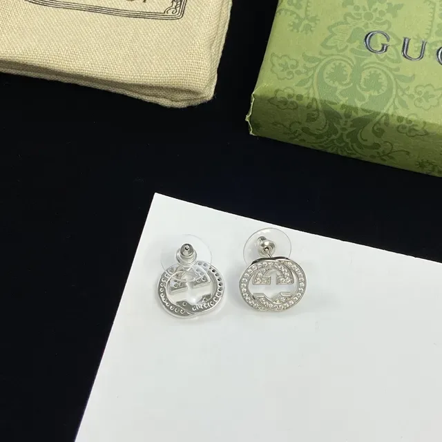 Gucci GG Marmont Pavé Crystal Interlocking G Stud Earrings 4