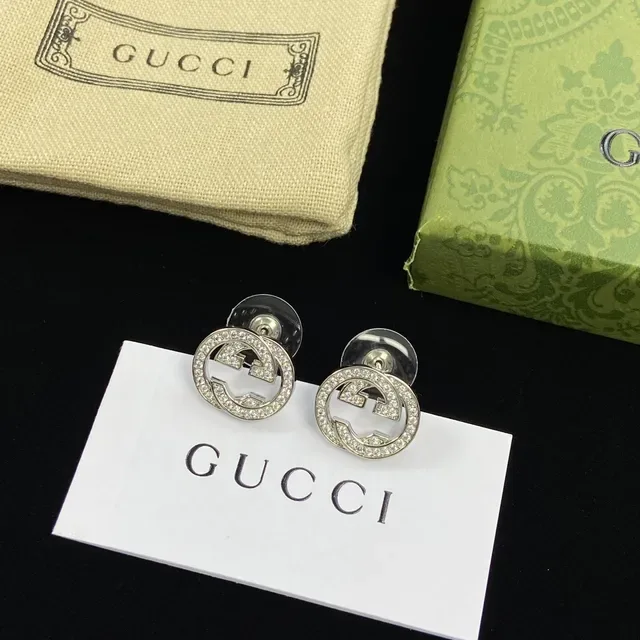 Gucci GG Marmont Pavé Crystal Interlocking G Stud Earrings 5