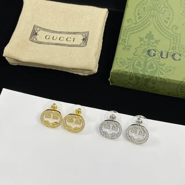 Gucci GG Marmont Pavé Crystal Interlocking G Stud Earrings 6