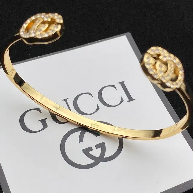 Gucci GG Marmont Pavé-Crystal Interlocking GG Open Cuff Bracelet 2