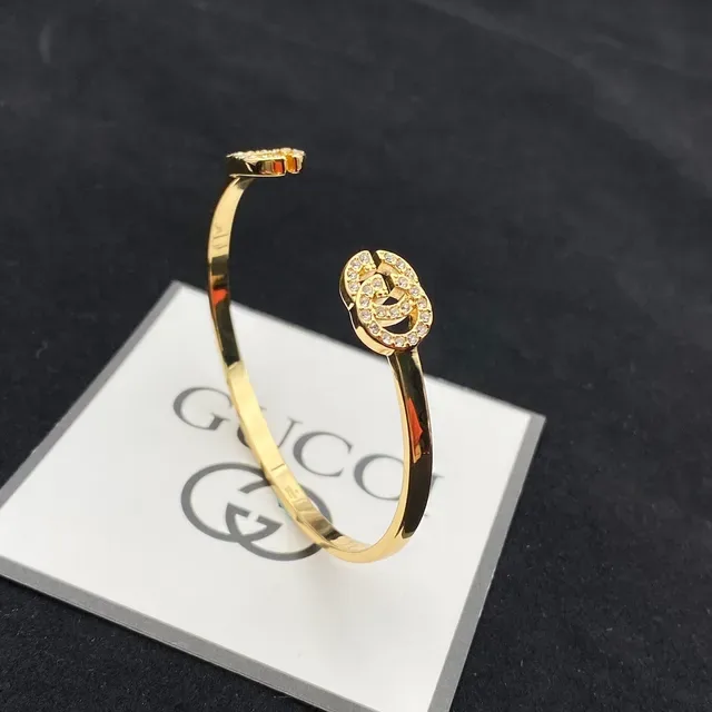 Gucci GG Marmont Pavé-Crystal Interlocking GG Open Cuff Bracelet 3