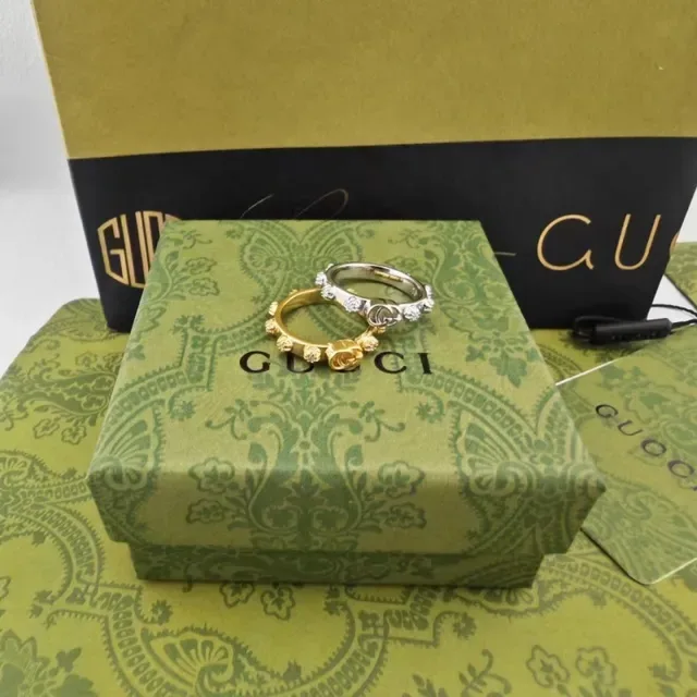 Gucci GG Marmont Pavé Stone Gold Ring 2
