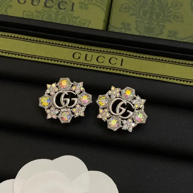 Gucci GG Marmont Silver Multicolor Interlocking Logo Floral Crystal Halo Necklace 3