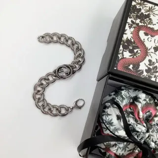 Gucci GG Marmont Twisted Rope-Link Silver Bracelet