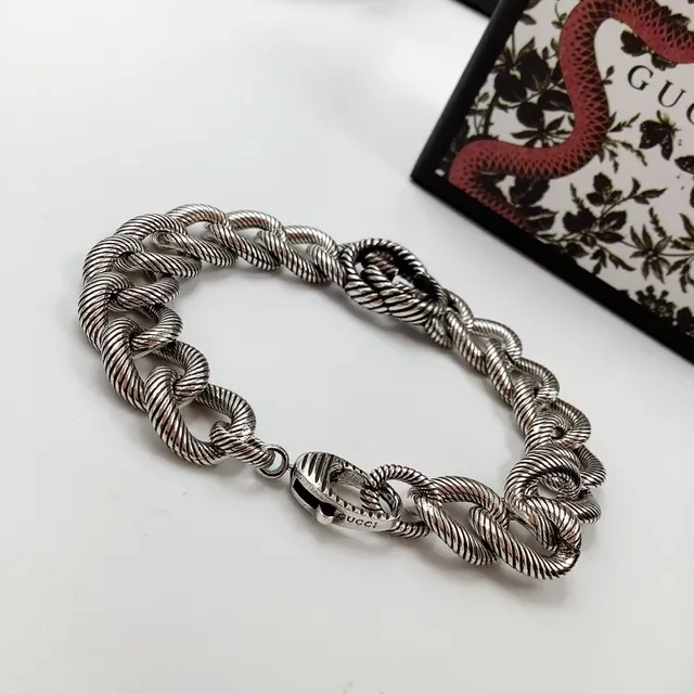 Gucci GG Marmont Twisted Rope-Link Silver Bracelet 4