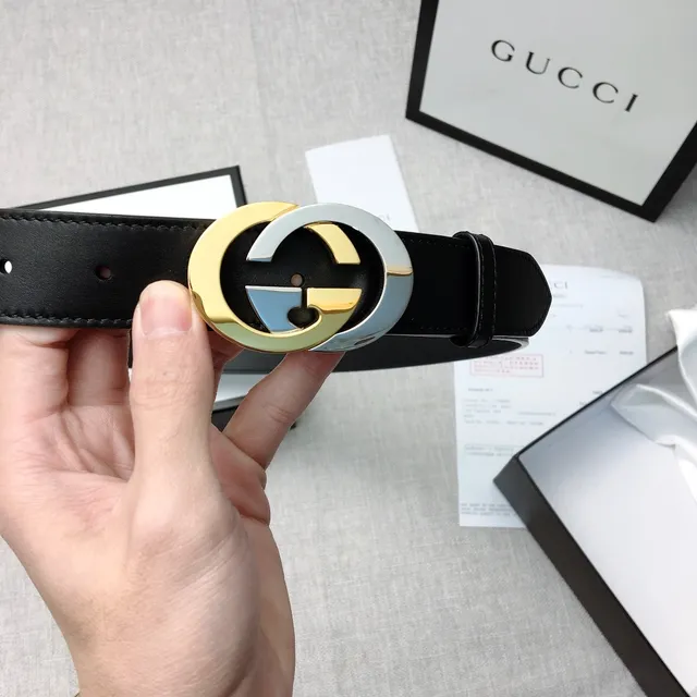 Gucci GG Marmont Two-Tone Double G Leather Belt 4