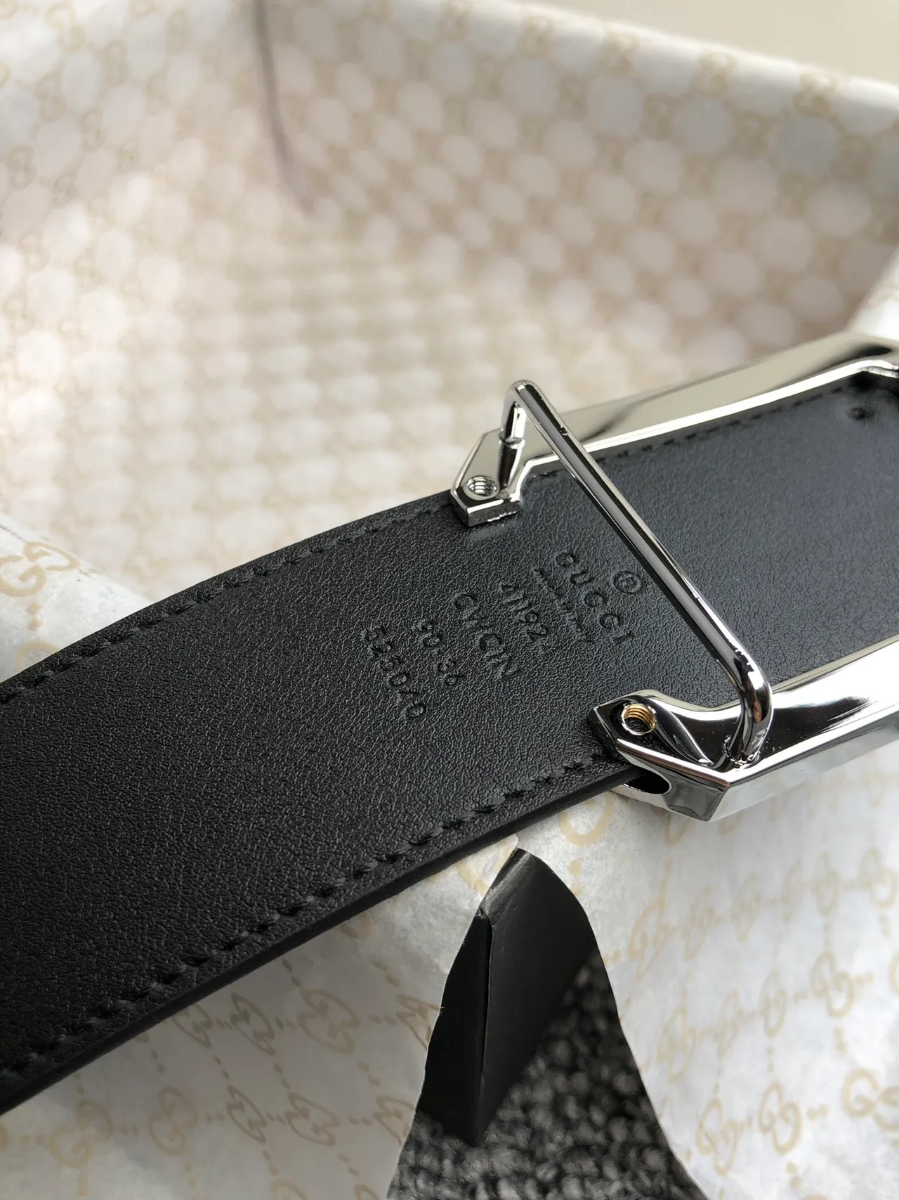 Gucci GG Marmont Woven Monogram কালো চামড়ার বেল্ট 4