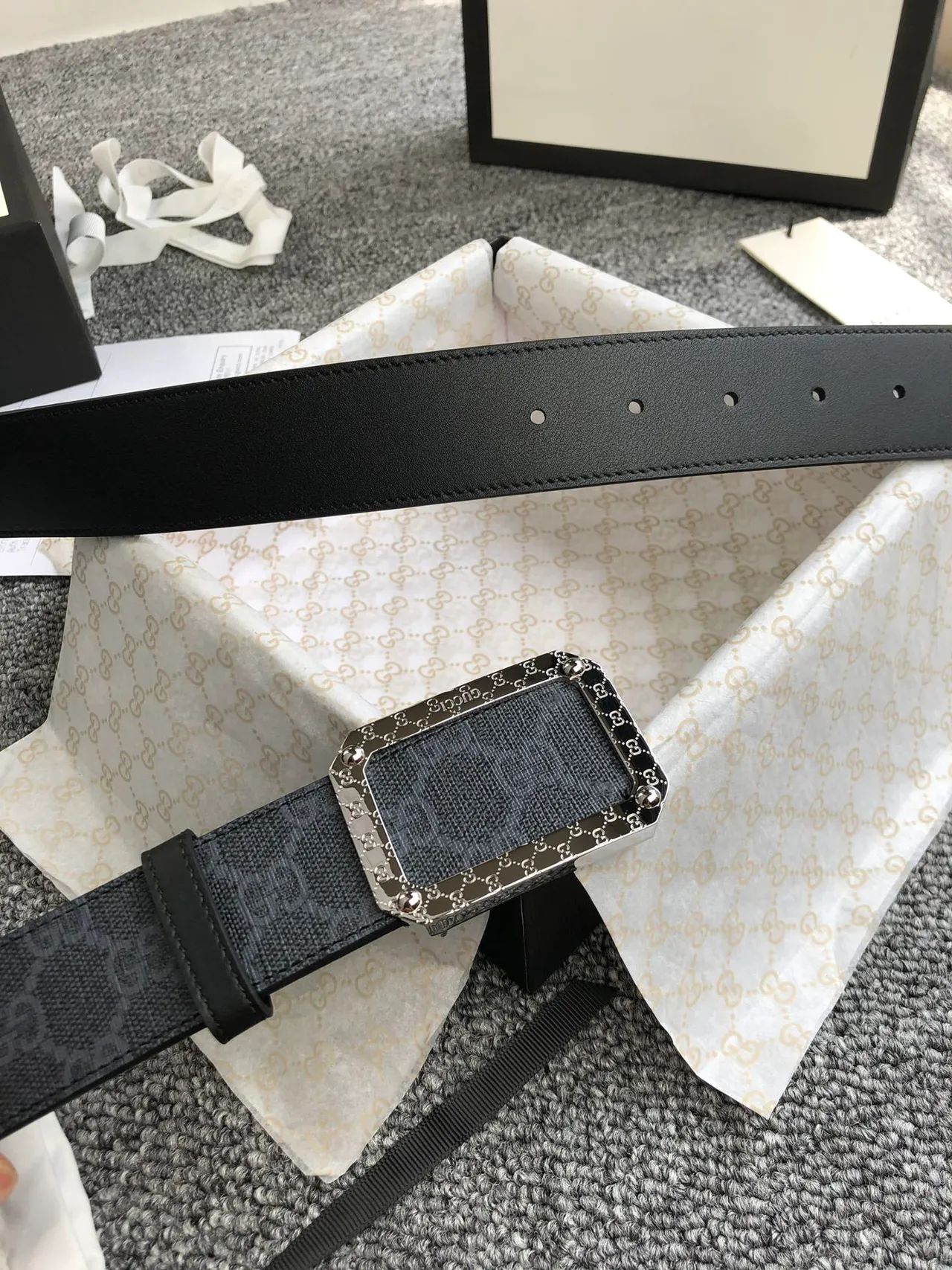 Gucci GG Marmont Woven Monogram কালো চামড়ার বেল্ট 6